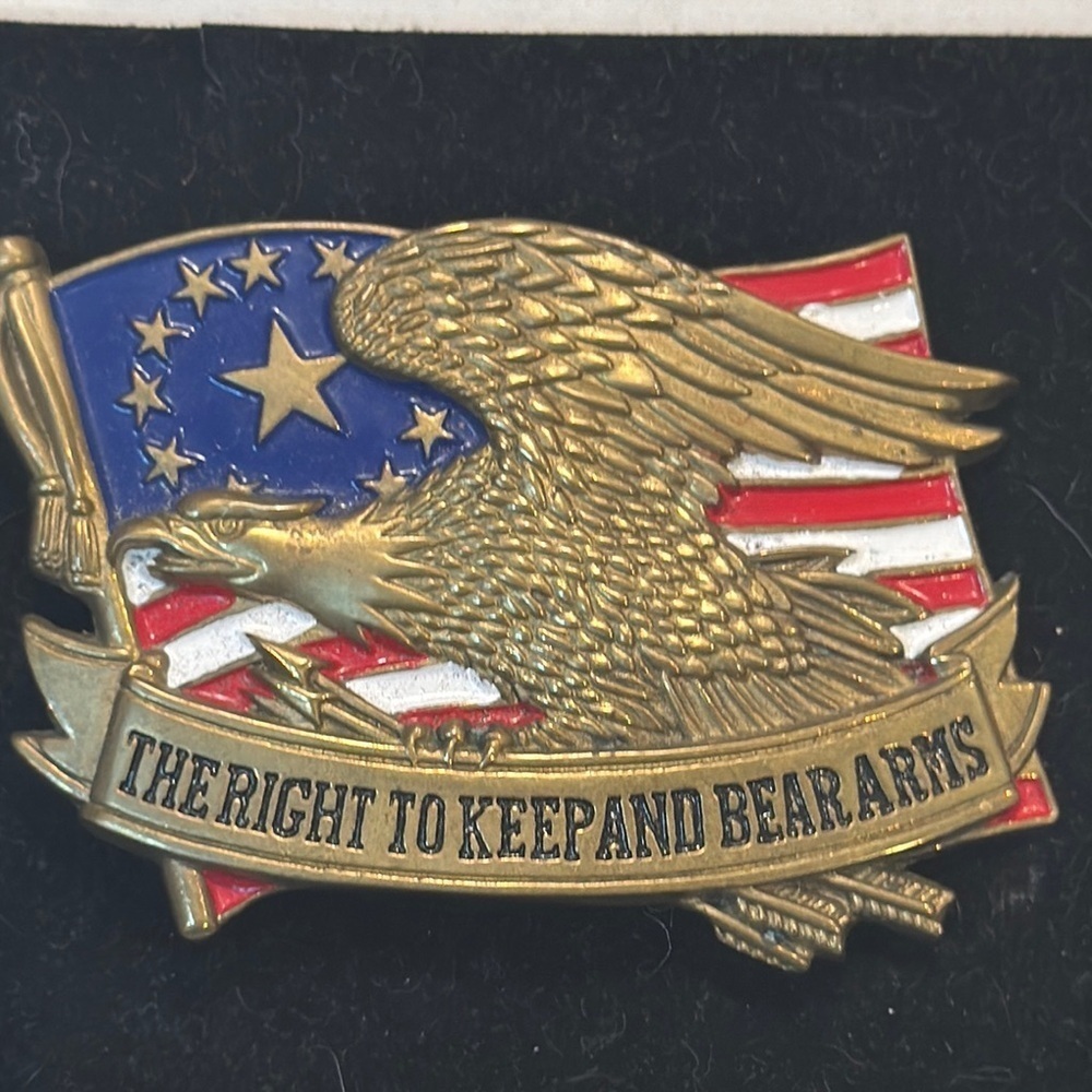 Vintage Patriotic Eagle Belt Buckle with American Flag